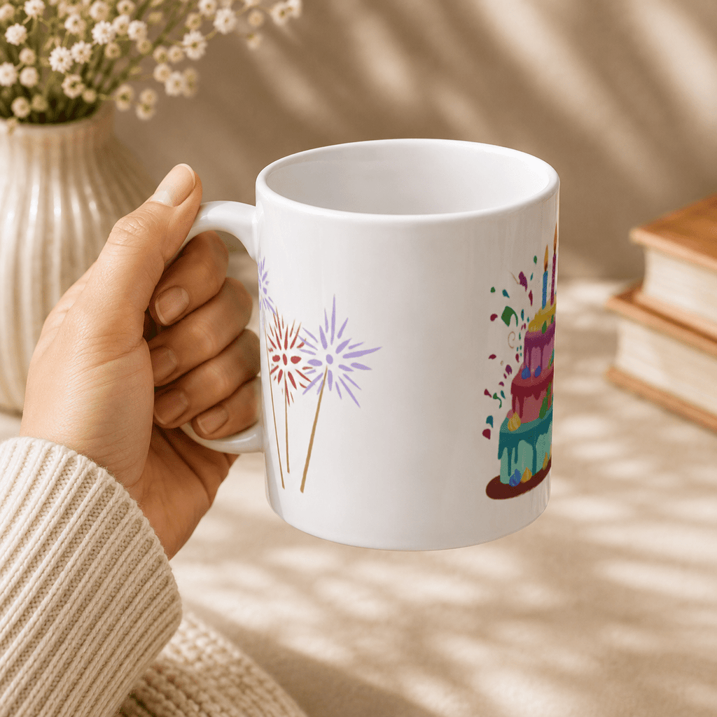 Birthday Fireworks & Cake Mug - The Mug Atelier