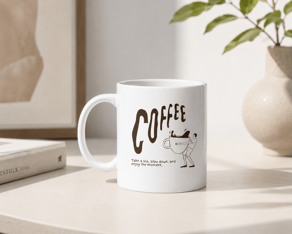 Coffee Mug | Take a Sip, Slow Down | Minimalist Ceramic Coffee Mug - The Mug Atelier