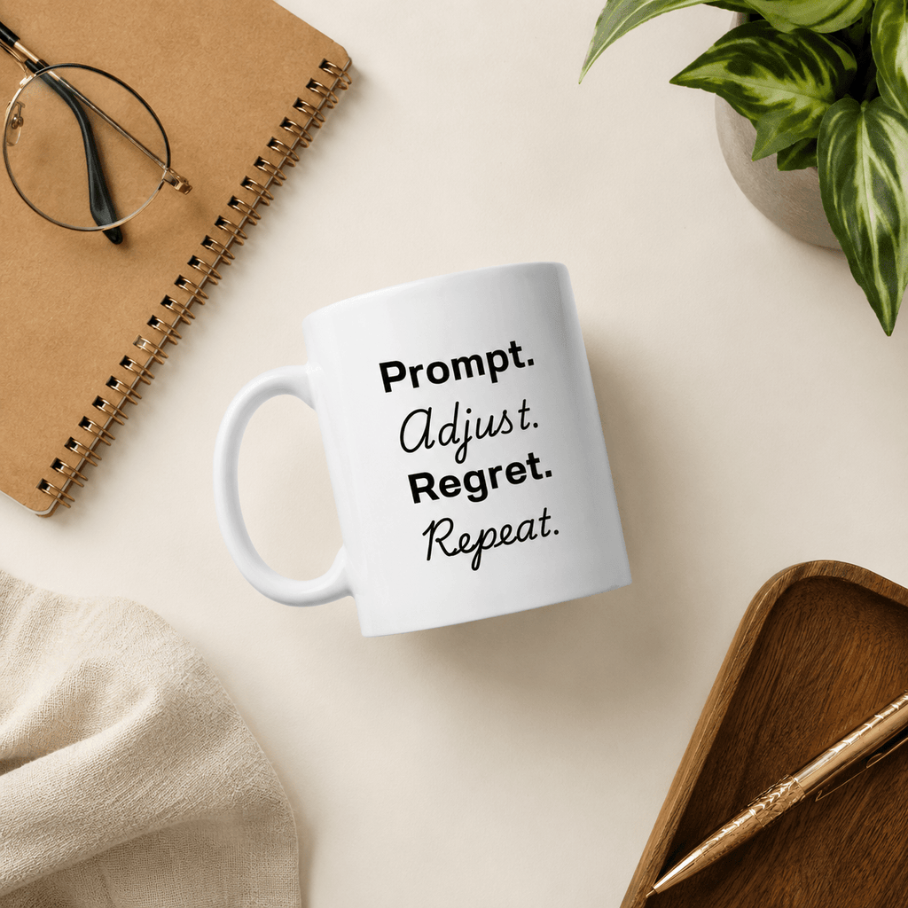Prompt. Adjust. Regret. Repeat. | AI Coffee Mug - The Mug Atelier