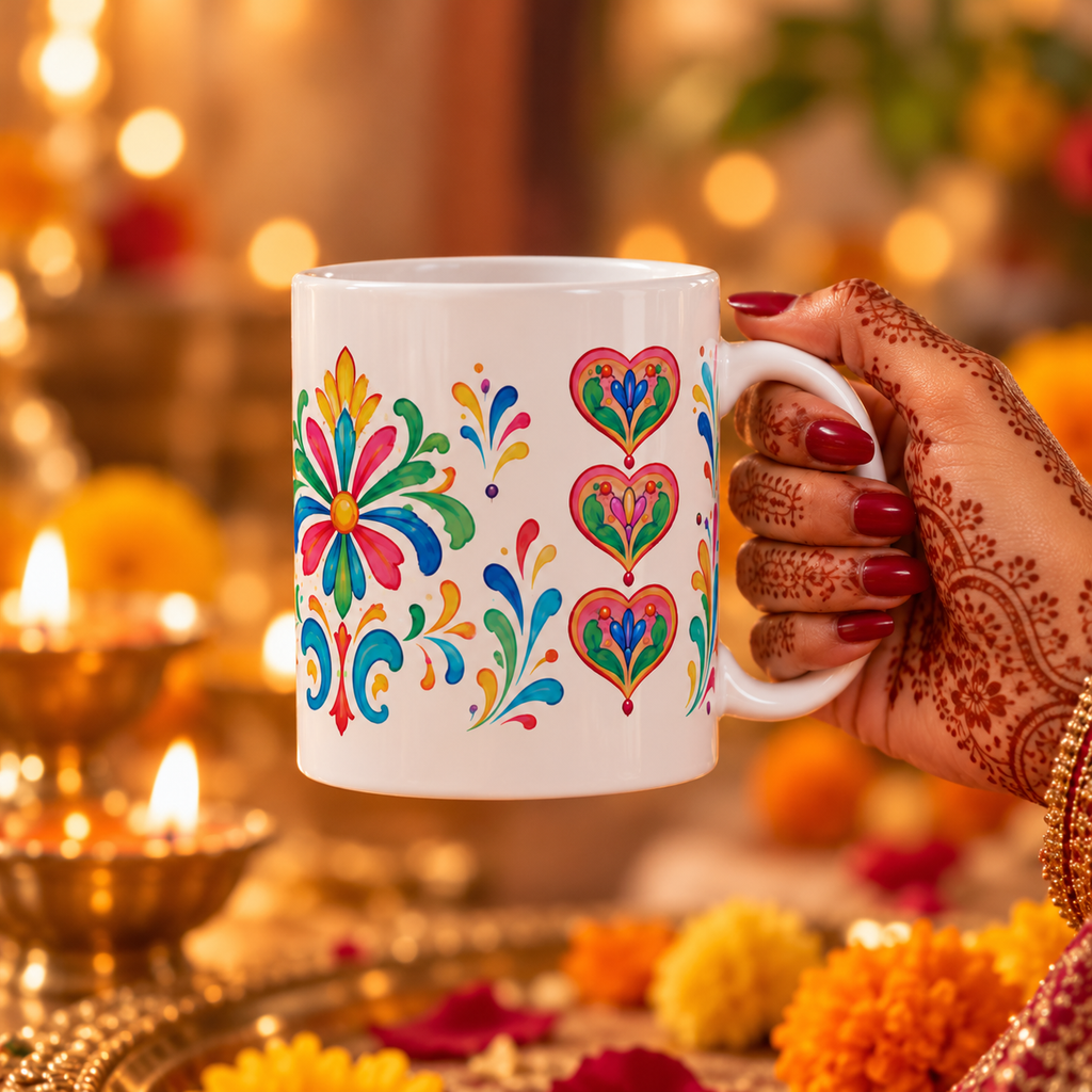 Rangotsav | Diwali Special Ceramic Mug - The Mug Atelier