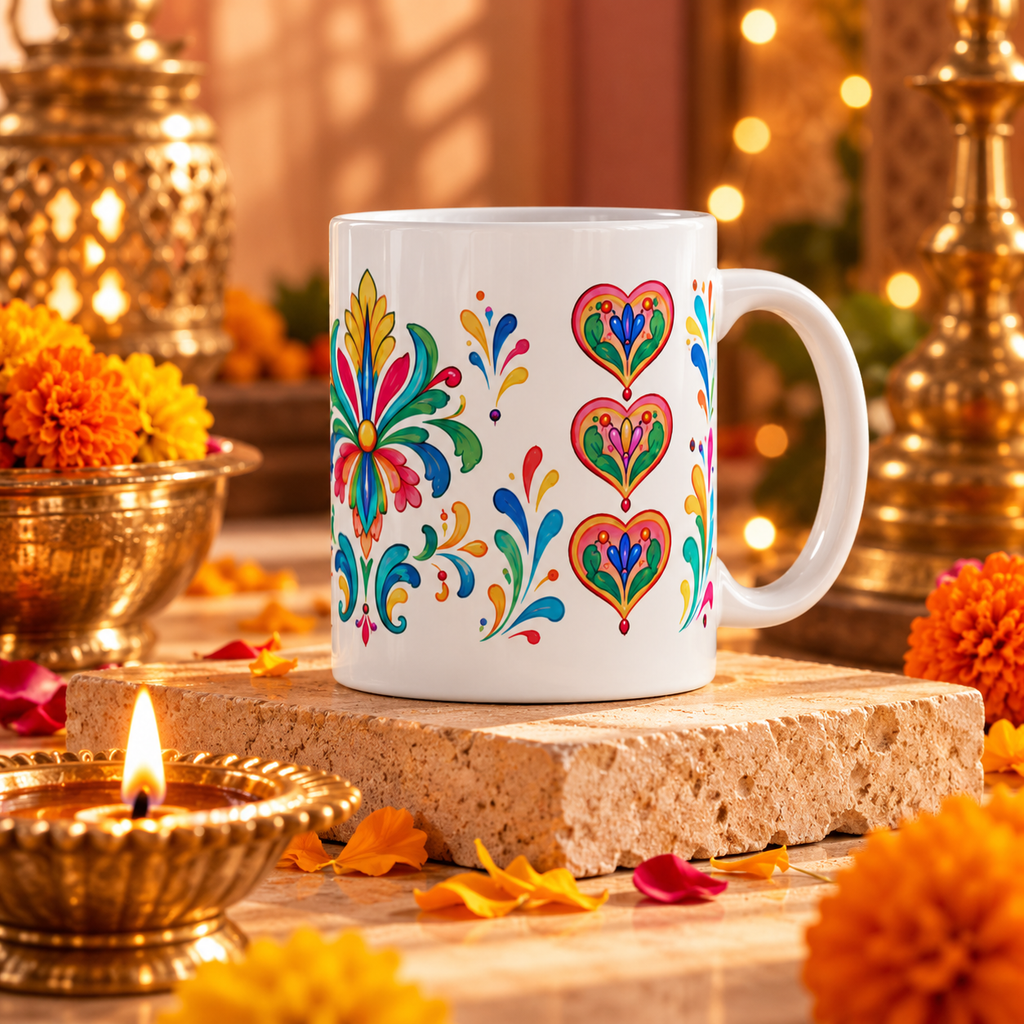 Rangotsav | Diwali Special Ceramic Mug - The Mug Atelier